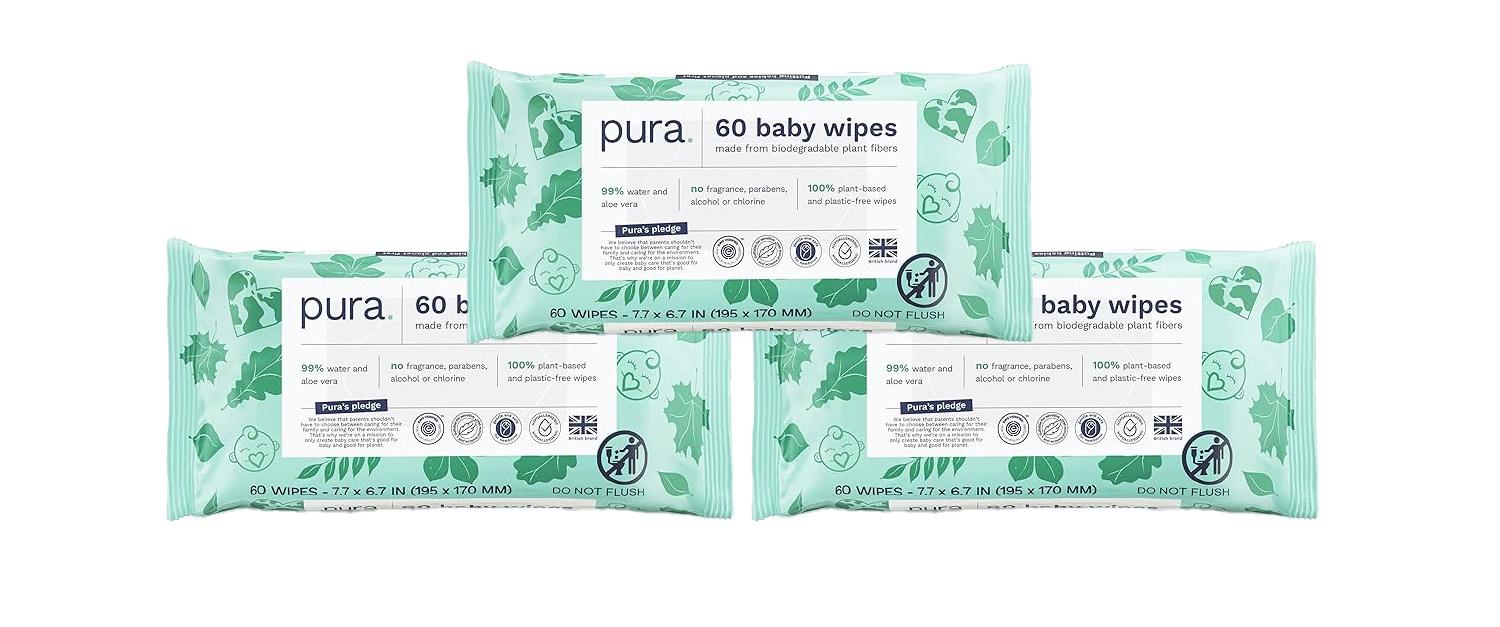 baby wipes in three green packages