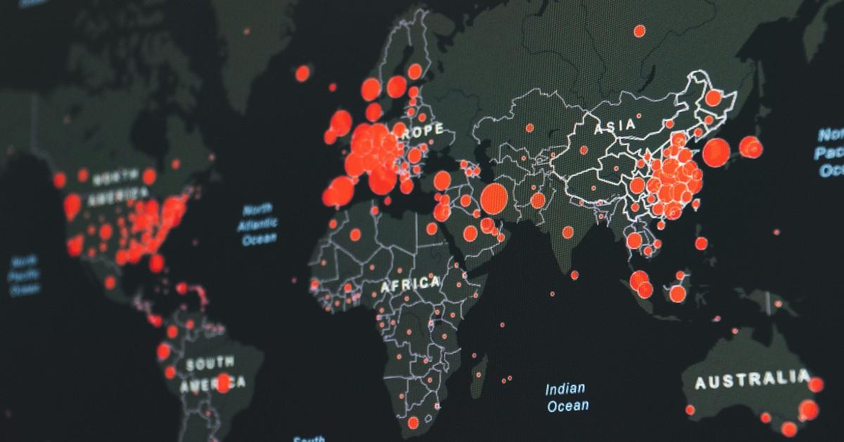 A map of COVID hot spots shows red circles where the virus is expanding