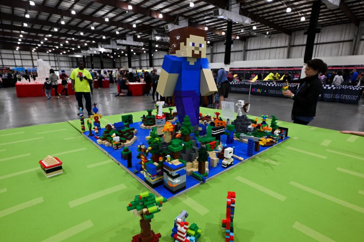 life-sized Minecraft Lego models