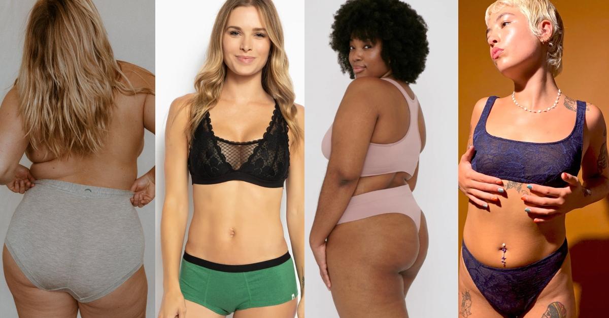 Four models wearing sustainable underwear