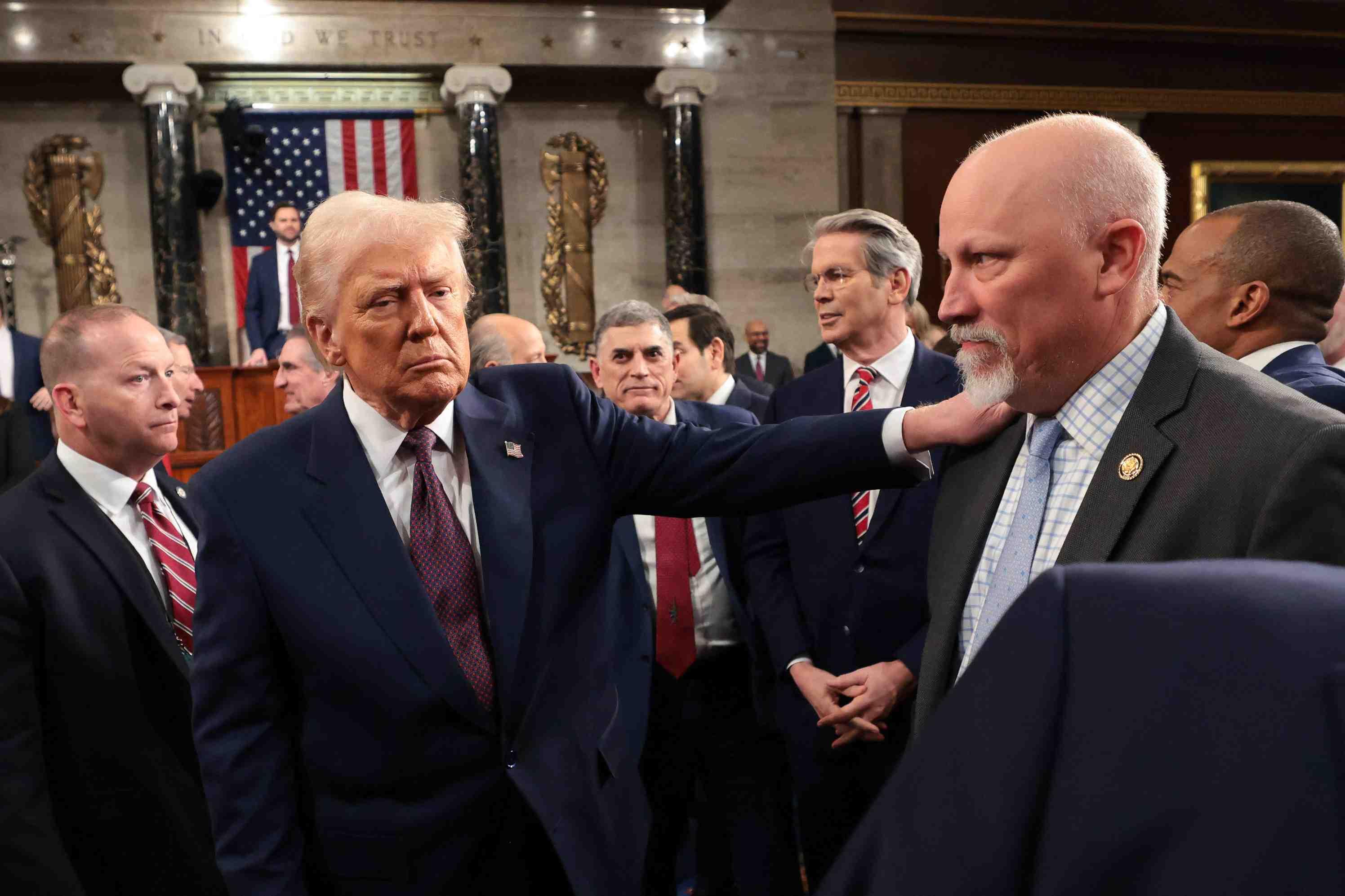 President Donald Trump greets Rep. Chip Roy (who introduced the SAVE Act), seen here at the 2025 State of the Union.