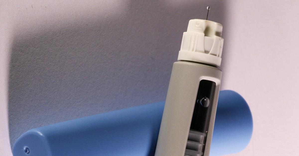A drop of GLP-1 can be seen on the tip of an injectable 