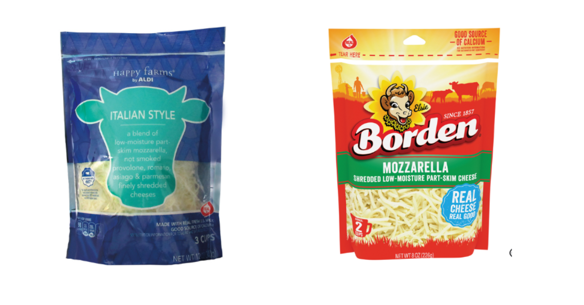 Two bags of shredded cheese