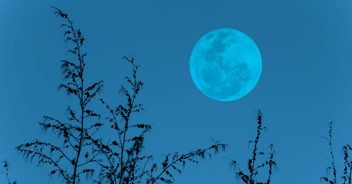 A full moon in the night sky
